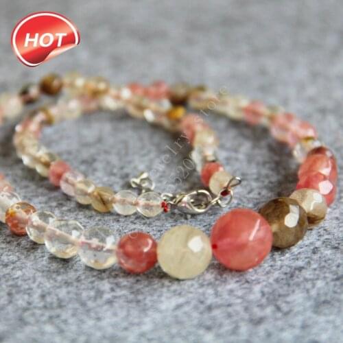 T8280 New 6-14mm Faceted Multicolor Watermelon Tourmaline chalcedony beads Necklace ,Prevalent Charming fashion Clothes Jewelry