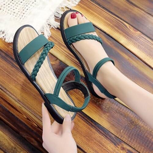Shoes Woman Sandals Plus Size Rome Womens 2020 New Style Fashion Summer Flat Top Shoes Bandage Cloth Cross Style