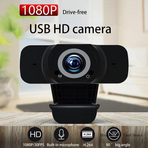 1080P PC USB Camera Computer Network Conference Video Webcam Online Course Live Teaching Support Multi-Platform Black Machine