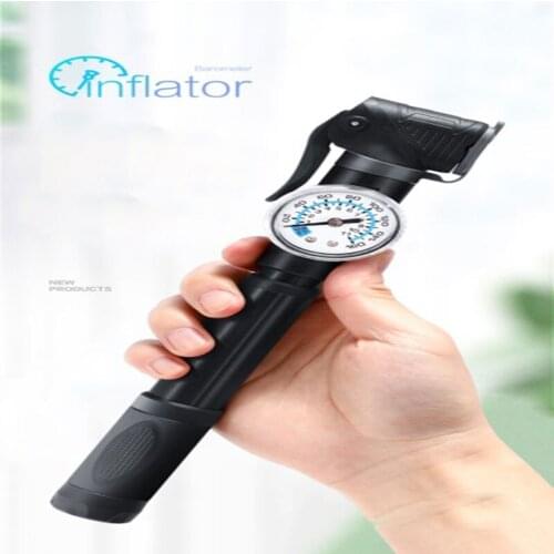 High Pressure Mountain Bicycle Inflator , Portable Mini Inflatable Pump With Barometer Bicycle Basketball Accessories