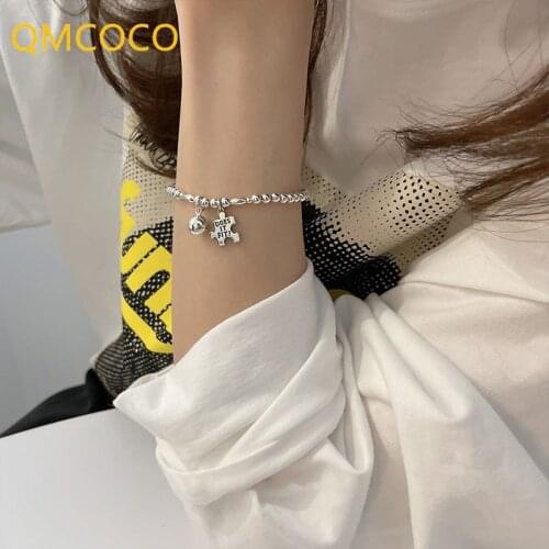 QMCOCO Korean 925 Silver Round Beads Bracelet Woman INS Design 2021 New Minimalist Bracelets Party Accessories Gifts For Woman