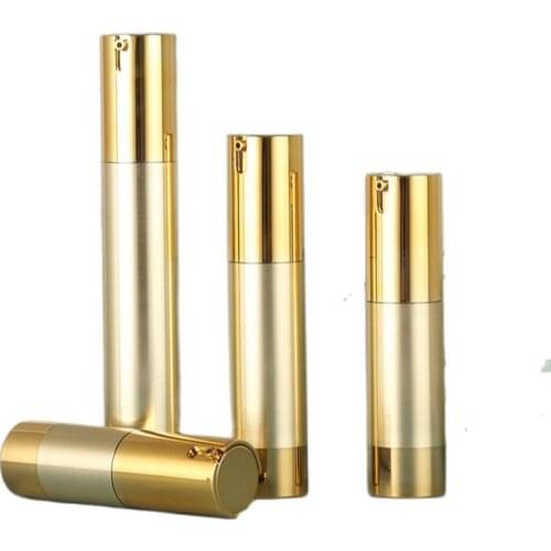 15ml gold plastic airless pump bottle for lotion emulsion serum liquid foundation whitening essence skin care cosmetic packin