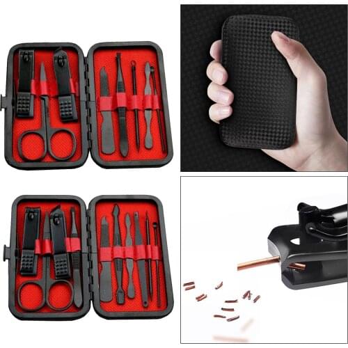 10Pcs Travel Home Manicure Stainless Nail Clippers Tool Set with Case Nail Clippers Manicure Tool Pedicure Kit Grooming