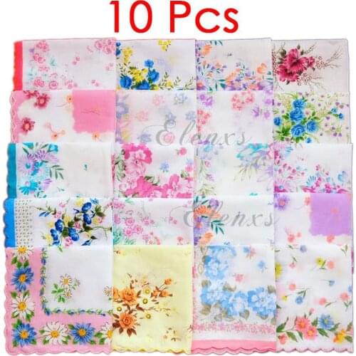 10pcs Colorful Handkerchief Antique Floral Embroidered Scarf Hankie Mint Hot Sale