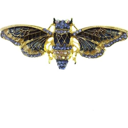 50pcs/lot Free Shipping Bee Brooches Women Jewelry Animal Rhinestone Enamel Brooch