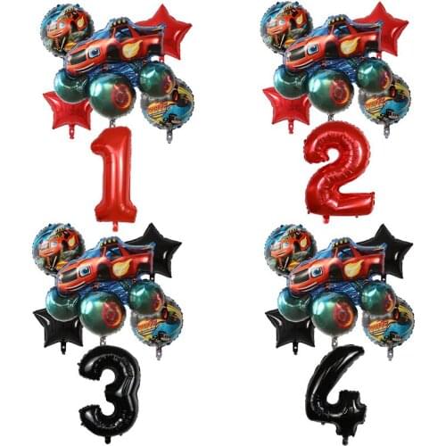 6pcs Car Foil Helium Balloons Birthday Theme Party Decoration Kids Toys Baby Shower Supplies Number Air Globos Boy Gift Ball