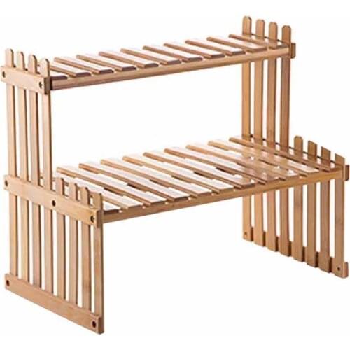 80% Hot Sale Home Desktop Bamboo 2-Layer Storage Rack Bathroom Kitchen Bottle Shelf Organizer