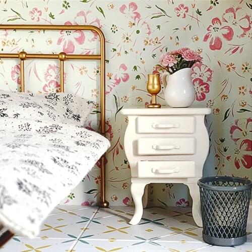 Aizulhomey Mini Metal Bedside Table Golden Bed Set Mouse Dollhouse Furniture 1/12 1/6 OB11 BJD Lol Blyth Accessories For Dolls