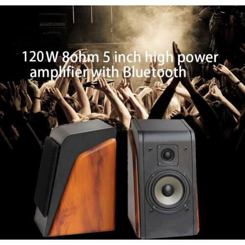 4~8 ohm 120W 5inch speaker bluetooth speaker with power wooden monitor speaker active HIFI bookshelf speaker fever sound box