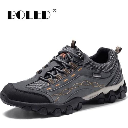 Suede Leather Men Shoes Waterproof Fashion Male Outdoor High Quality Lace-Up Hiking Casual Shoes Men