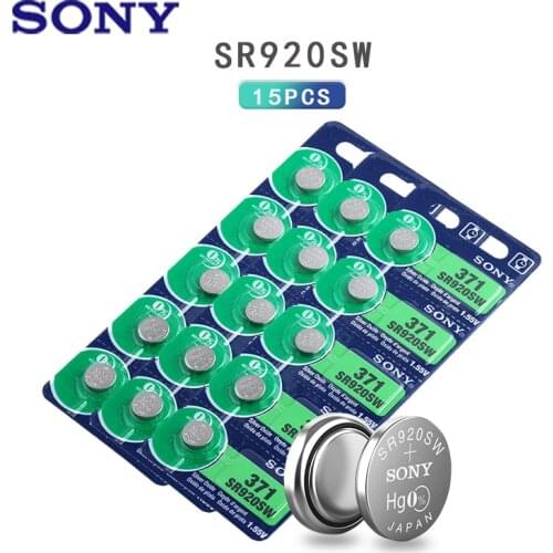 15pcs SONY 45mAh AG6 371 SR920SW LR920 171 370 371 L921 LR69 SR920 SR69 1.55V Button Cell watch Coin Silver Oxide Battery