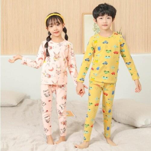Childrens Autumn Clothes Long Trousers Pure Cotton Baby Thermal Underwear Suit Boys And Girls Pure Cotton Pajamas Home Service
