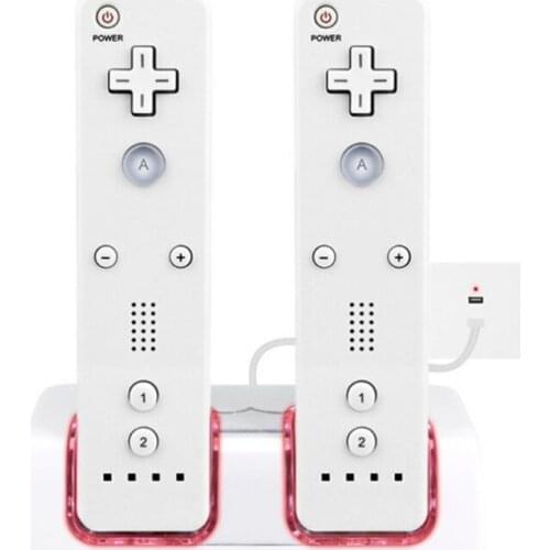 Wii Two-in-one Dual Charging Station Suitable for Wii Controller Rechargeable Batteries with Two 2800MAH White Drop Shipping