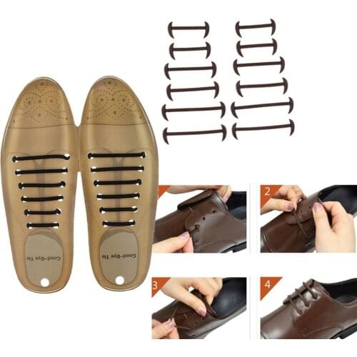 24 Pieces Adults Easy No Tie Shoelaces Elastic Silicone Round Shoe Laces
