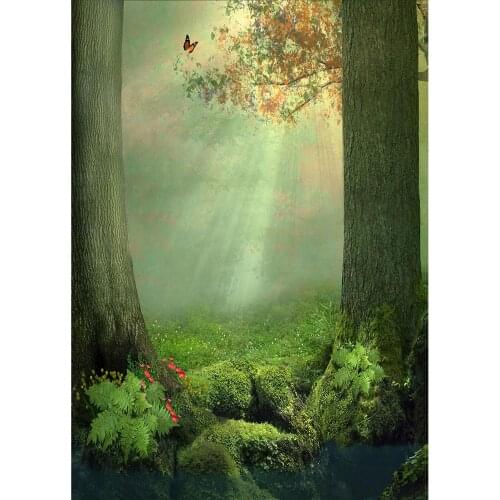 Photo Backdrop Forest Grass Water Computer Printed Background for Baby Children Halloween Party Photoshoot Photography Props