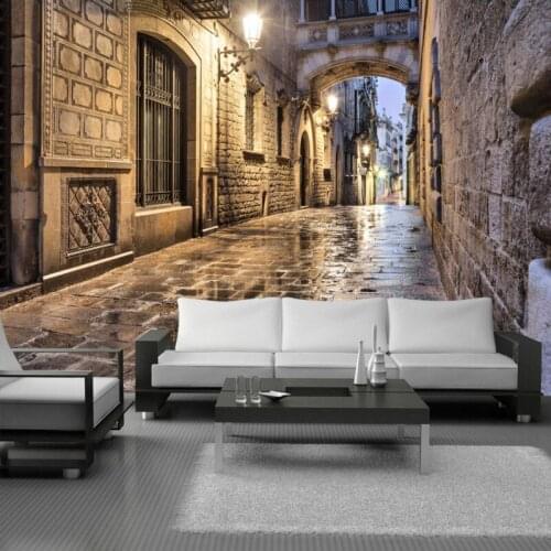 Custom mural European Retro Nostalgic Street Street Hutong Mural TV Background wall living room restaurant wallpaper