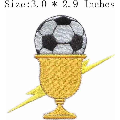 Football and a cup 3.0" wide embroidery patch for lightning/match/winner