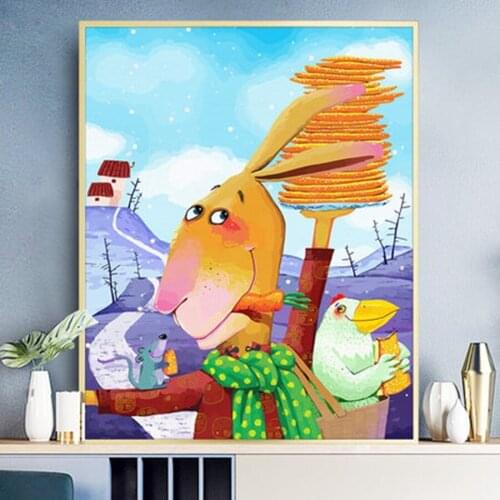 Painting By Numbers Animals rabbit 50x40cm Pictures Oil Painting By Numbers Set Gift Coloring By Numbers Canvas Wall Set