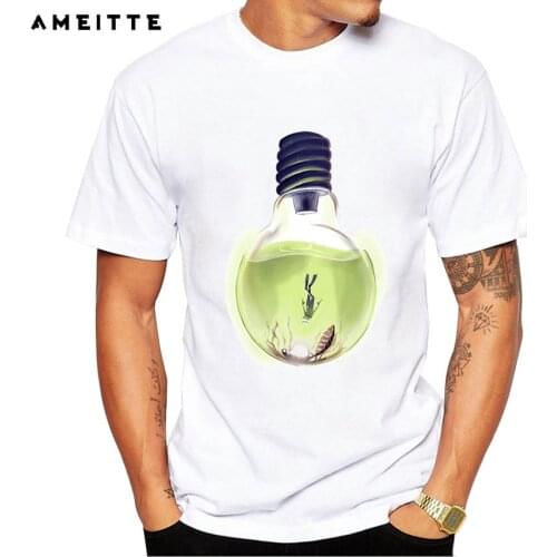 Creative light bulb T-Shirt Mens Hipster Cool Summer Hight Quality Comfortable Male Top Tee