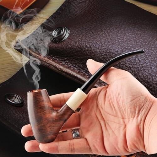 ▂ξ Smoker~Long Churchwarden Smoking Pipe Tobacco PIpes For Smoking Handmade by Natural Ebony Wood Free Smoking Pipe Accessories