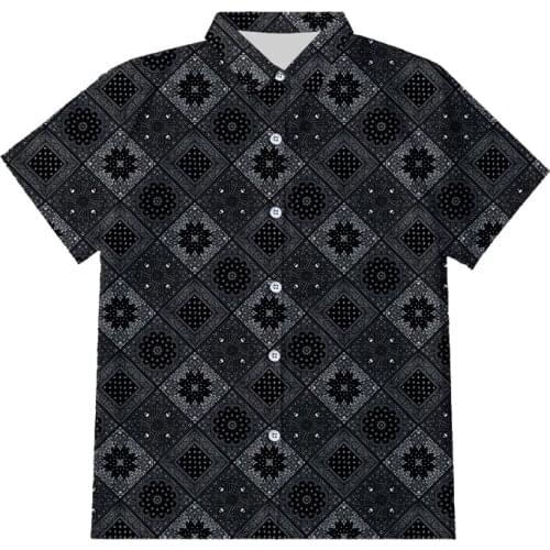 IFPD Button Shirt Bandana Men Shirt Oversized Paisley Short Sleeve Top Hawaiian Beach Loose Shirts Hawaiian Summer Male Clothing