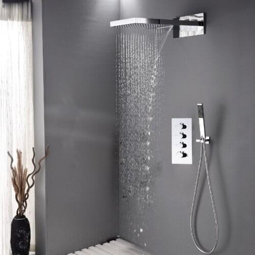 Rainfall Bathroom Shower Faucet Set With Waterfall And Rain Bathroom Shower Head 6 Pcs 4 Inch Massage Spray Jets