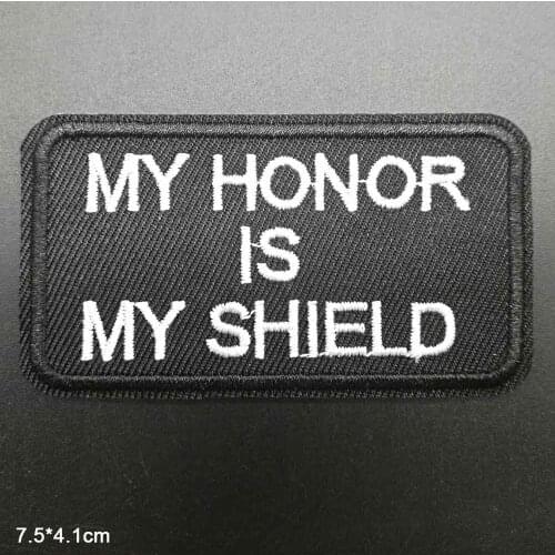 Letters Words MY HONOR IS MY SHIELD US Theme Novelty Iron On Embroidered Clothes Patches For Clothing Wholesale