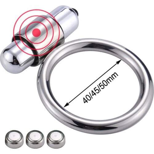 Stainless Steel Penis Ring Clitoris Stimulator Vibrating Cock Rings for Men Sex Delay Ejaculation Lock Sperm Metal Ring Sex Toys