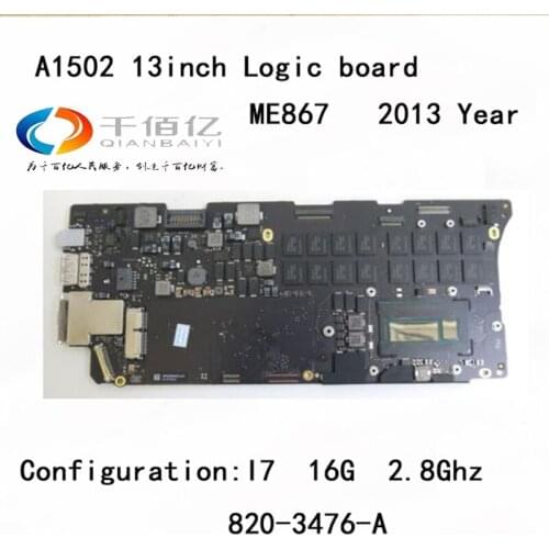 Original Laptop logic board for macbook pro retina A1502 mother board 13'' I7 16G 2.8Ghz 2013 year 820-3476-A ME867