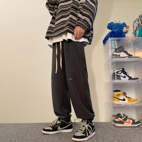 Autumn and winter polar fleece pants mens loose wild trend wide-legged trousers thickened feet casual pants men