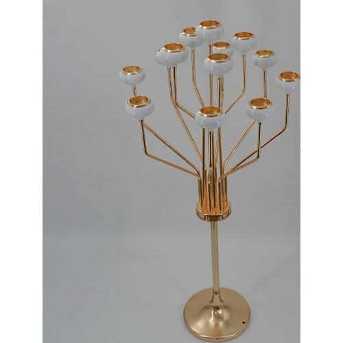 IMUWEN Candelabras 13 Arms Candle Holders Metal Gold Candlesticks 47" Tall For Wedding Centerpieces Event Party Decoration IM835