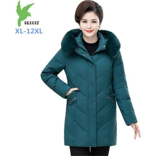 2019 Oversize XL-12XL Down Jacket Winter Women White duck down Coat Thicken Hooded Fur collar Jacket Female Warm Plus size G774
