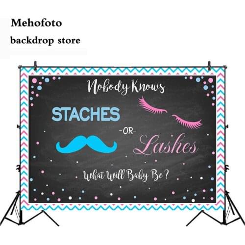 Mehofoto Sex Backdrop for Party Decoration Newborn Baby Shower Photo Background Blackboard Beard and Eyelashes Style Props 243