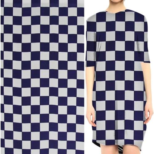 Gingham print Silk Crepe DE chine fabric plaid pattern geometric design,SCDC807