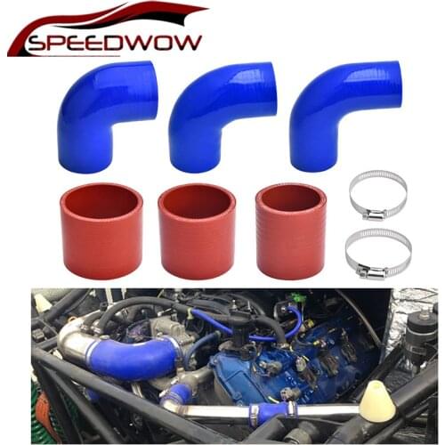 SPEEDWOW 90 Degrees 51 63 76 MM Silicone Hose Elbow Rubber Joiner Bend/Straight Head Tube For Intercooler Cold Air Intake Hose