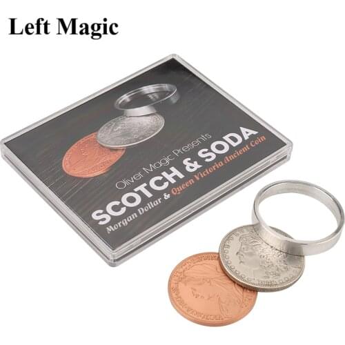 Scotch & Soda by Oliver Magic (Morgan Dollar and Queen Victoria Ancient Coin) Close Up Magia Magic Tricks Gimmick Magic Props