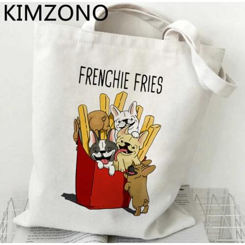 French Bulldog shopping bag tote shopping bolsa shopper cotton recycle bag bag ecobag fabric net sacola sac toile