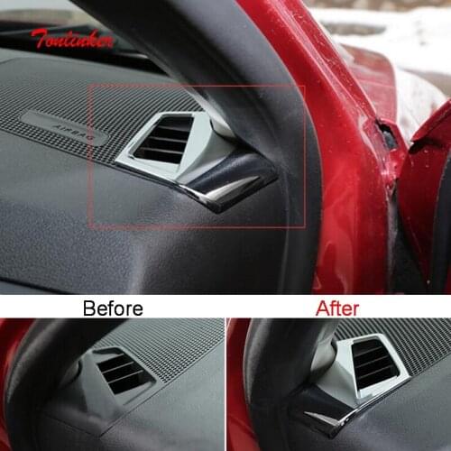 Tonlinker 2 Pcs DIY Car Styling ABS Chrome Dashboard small air vents sticker Cover Case Stickers for Peugeot 301 2014