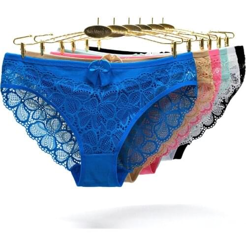 6 Pcs Panties for Woman Underwear Sexy Lace Breathable Soft Lingerie Femme Briefs Panty Transparent Womens Underpants Female