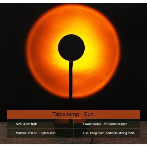 USB Rainbow Sunset Projector Lamp Atmosphere Led Night Light 360 Rotation Home Coffe Shop Background Wall Home Decor Dusk Lamp