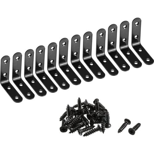 Uxcell Corner Brace Angle Bracket Fastener L Shape 65mmx65mmx19mm Black Round End 12pcs