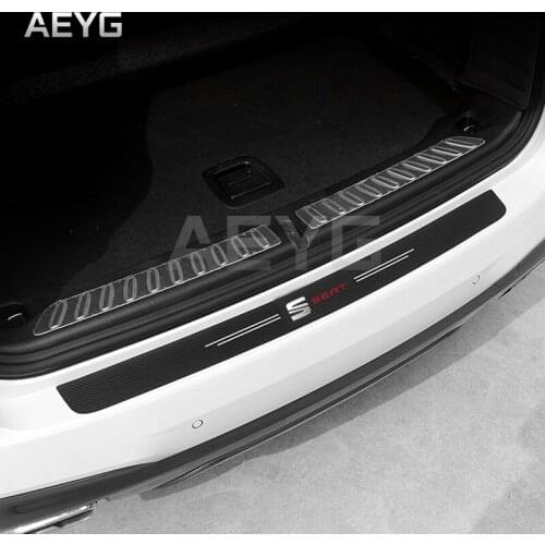 Carbon Fiber Car Rear Bumper Trunk Protective Stickers For SEAT Leon Ibiza Alhambra Arosa Tolendo Exeo 2 MK2 MK3 Ateca Altea FR