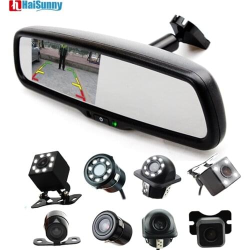 HaiSunny 4.3" TFT LCD Car Interior Mirrors Rearview Mirror Monitor with Original Bracket and LED Night vision Rear view camera