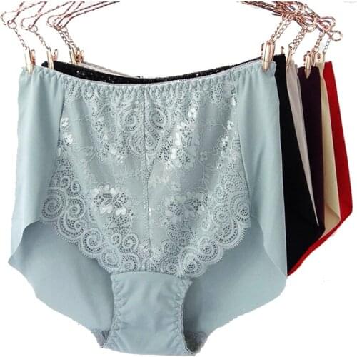 Sexy Underpants Women Mid Waist Floral Lace Embroidery Underwear Large Size Comfort Panties Ladies Briefs Lingerie XL XXL XXXL