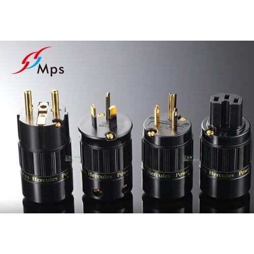 1Pcs MPS pure copper gold-plated DIY fever HIFI audio National/European/US standard power supply plug male and female Connector
