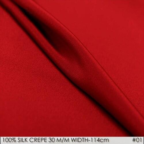 100% SILK CREPE DE CHINE 114cm width 30momme Pure Heavy Silk Crepe De Chine Fabric Suit Fabric Textile Sewing Material Red NO 01