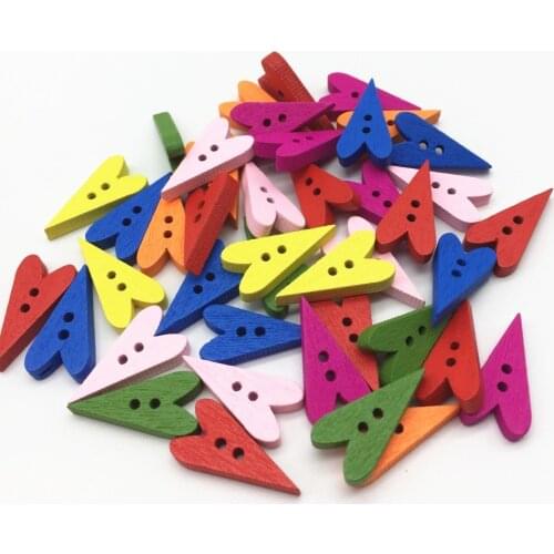 1000pcs 15x26mm Mixed Wooden Heart Buttons Sewing Wood Crafts Baby Button For Cardmaking Scrapbooking Embellishments