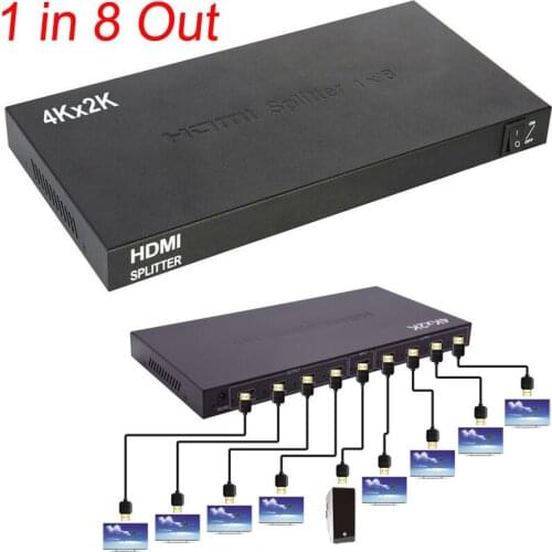 4K HD 1 In 8 Out 1x8 HDMI Splitter Audio Video Converter 1080P for PS4 XBOX DVD Computer To TV HDTV Display 8 Channel Monitors