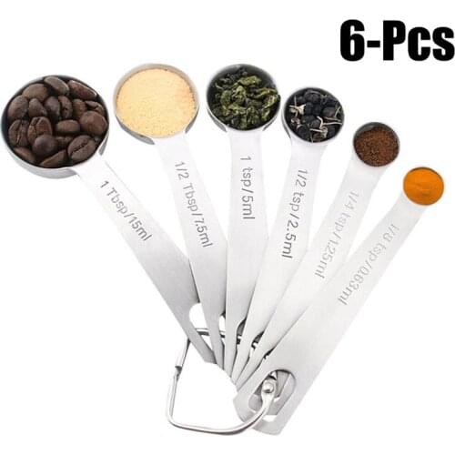 6pcs Practical Stainless Steel Measuring Spoons Set Deluxe Premium Stackable Tablespoons Home Tools Kitchen Accessories