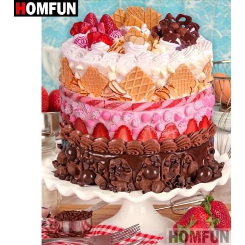 HOMFUN 5D DIY Diamond Painting Full Square/Round Drill "fruit cake" 3D Embroidery Cross Stitch gift Home Decor A01861